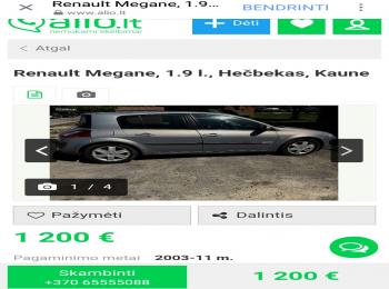 Renault Megane 2003 Dyzelis Kaunas 